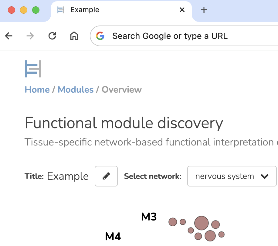 Functional Module Detection browser shows the result title